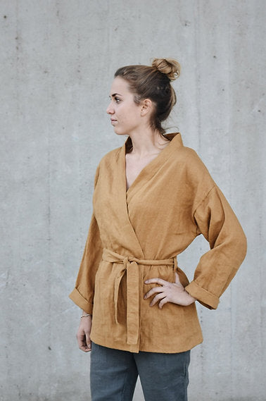WOMEN'S LINEN KIMONO LONG SLEEVE