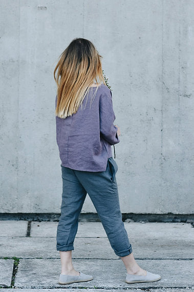 WOMEN'S LINEN TOP OVERSIZED 3/4 SLEEVE