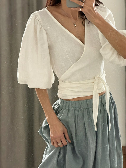 Women's linen wrap blouse LARITA