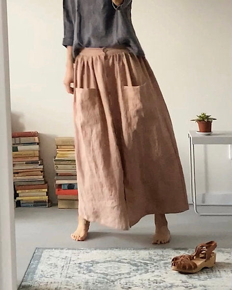 Women's linen skirt with buttons - altered length