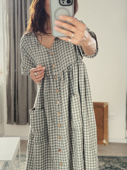 OVERSIZED V-neck dress short sleeve