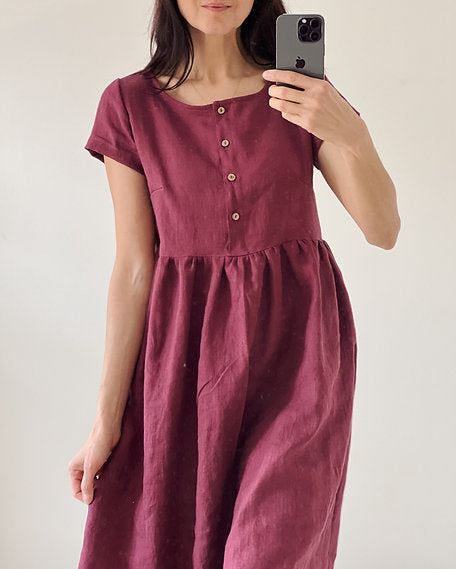 Women's linen MUMMY dress, short sleeve