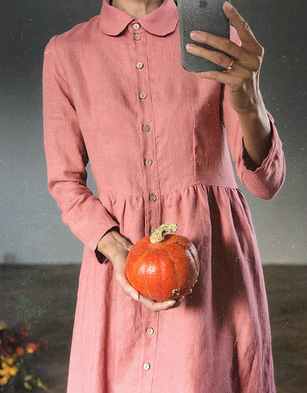 Women's linen dress WENDY long sleeve