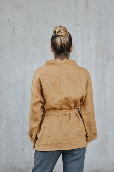 WOMEN'S LINEN KIMONO LONG SLEEVE