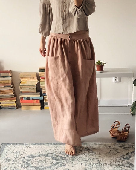 Women's linen skirt with buttons - altered length