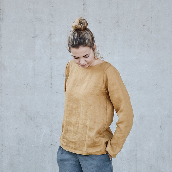 WOMEN'S LINEN TOP LONG SLEEVE