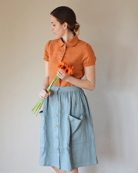 Women's linen shirt EMILY short sleeve