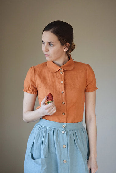 Women's linen shirt EMILY short sleeve