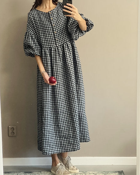Women's linen dress OLIVIA - nursing friendly - long