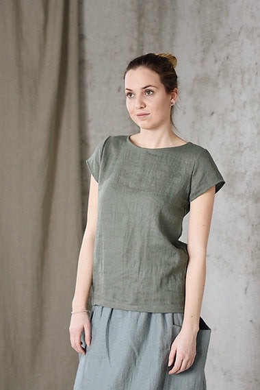 Women's linen top short sleeve LASSY