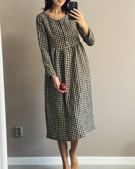 Women's linen MUMMY dress, long sleeve