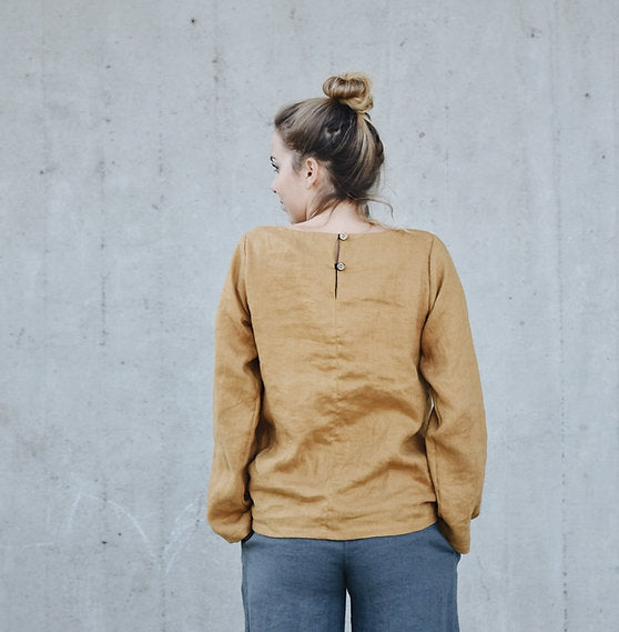 WOMEN'S LINEN TOP LONG SLEEVE