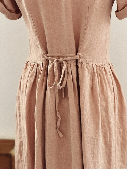 Women's linen buttons dress LUISA short sleeve