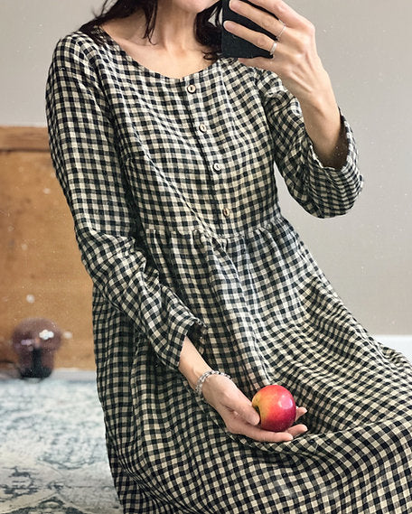 Women's linen MUMMY dress, long sleeve