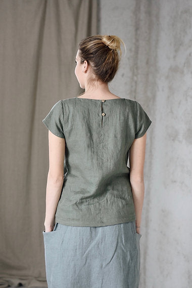 Women's linen top short sleeve LASSY