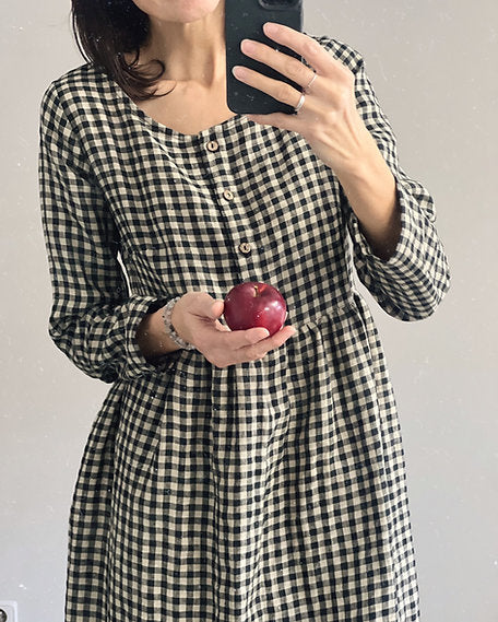 Women's linen MUMMY dress, long sleeve