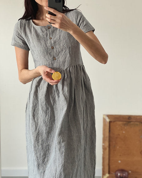 Women's linen MUMMY dress, short sleeve