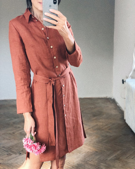 Women's linen shirt dress STELLA