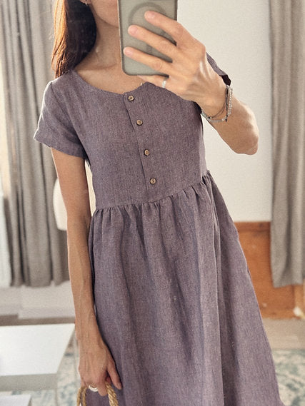 Women's linen LUCY dress, short sleeve