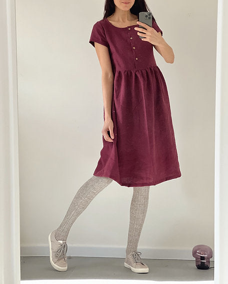 Women's linen MUMMY dress, short sleeve