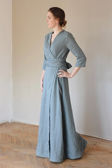 Women's linen wrap dress CHARLOTTE