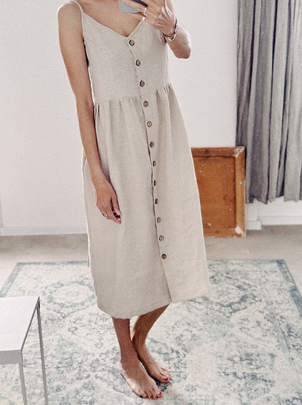Button down linen slip dress FRIDA