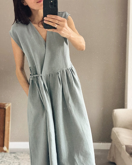 WOMEN'S LINEN WRAP DRESS sleeveless