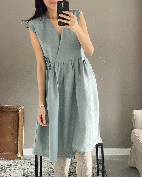 WOMEN'S LINEN WRAP DRESS sleeveless