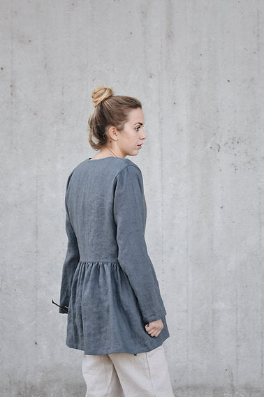 WOMEN'S LINEN WRAP BLOUSE