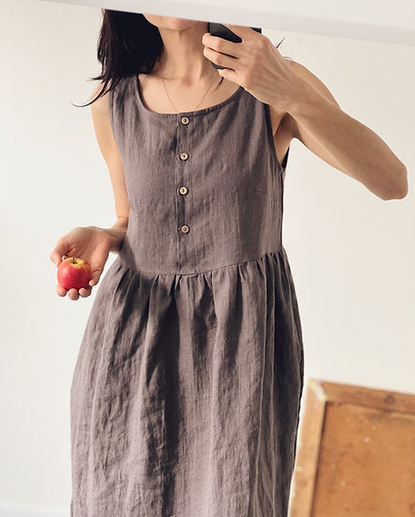 Women's linen MUMMY dress, sleeveless