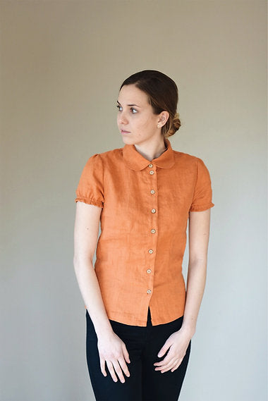Women's linen shirt EMILY short sleeve