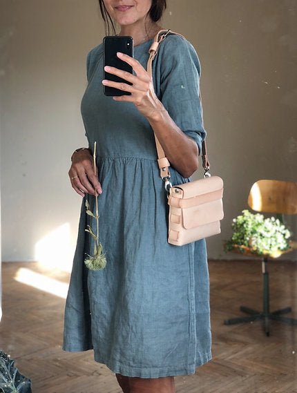 Women's linen dress long sleeve