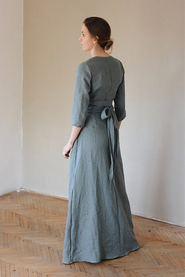 Women's linen wrap dress CHARLOTTE