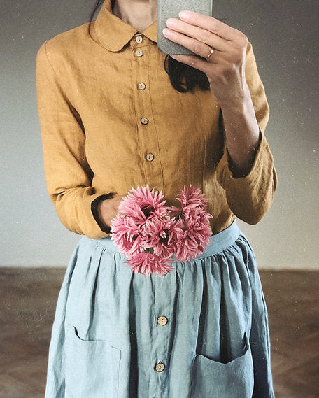 Women's linen shirt EMILY long sleeve