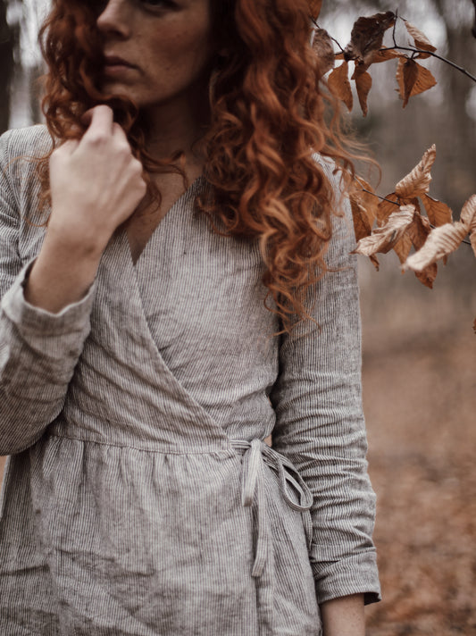 WOMEN'S LINEN WRAP DRESS